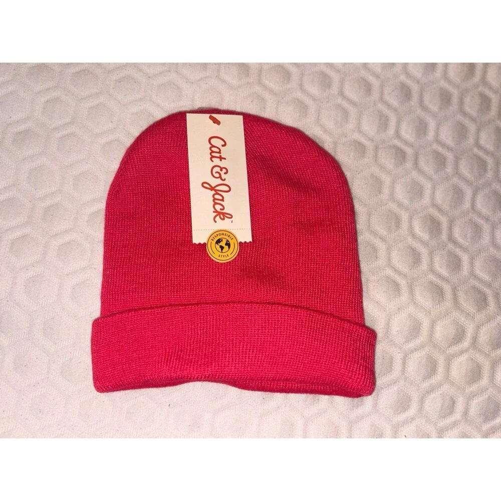 Cat‎ & Jack Kids Beanie Dark Pink One Size Fits Most NEW